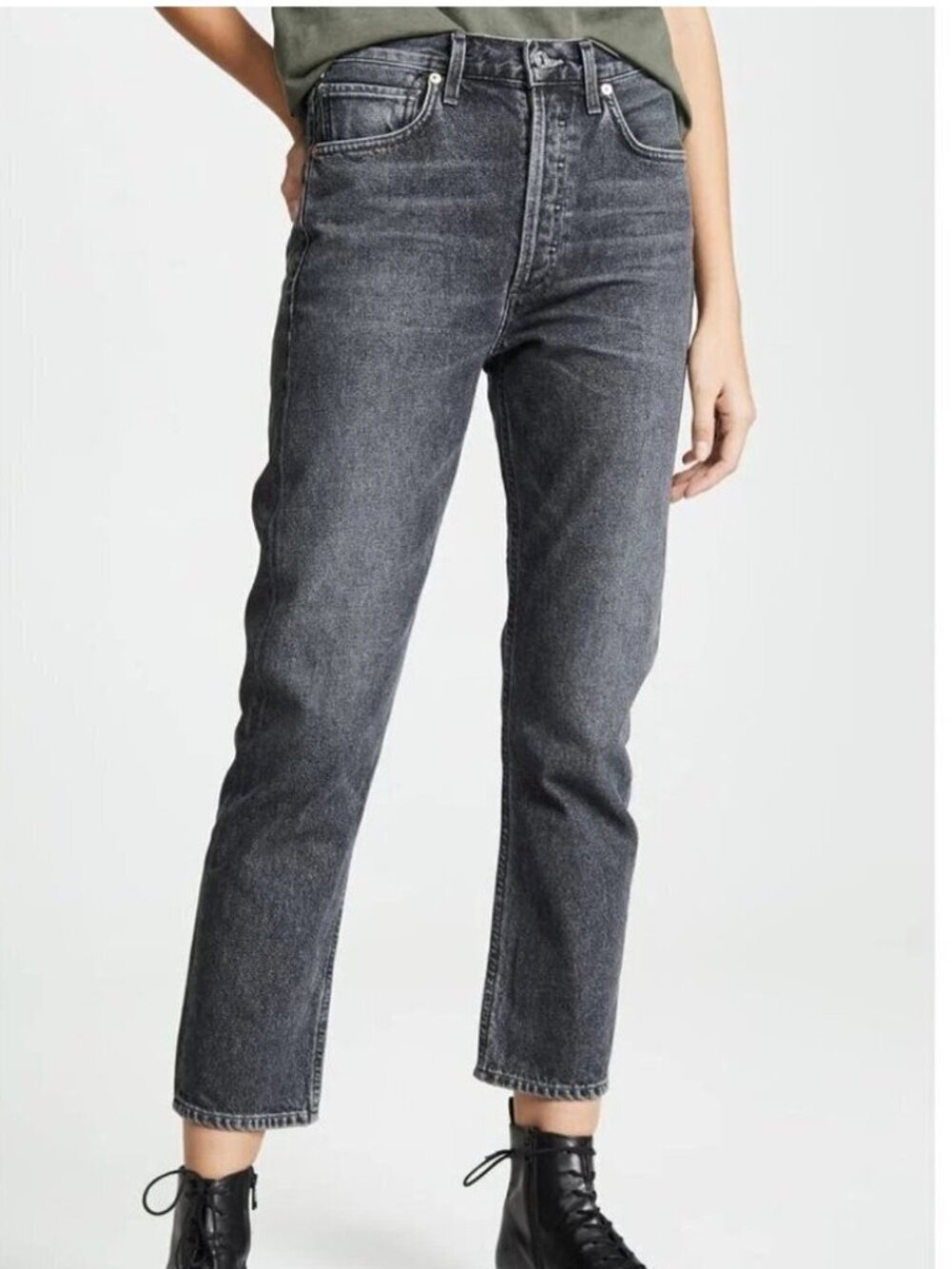 Citizens of Humanity Charlotte Crop High Rise Straight Jeans Black